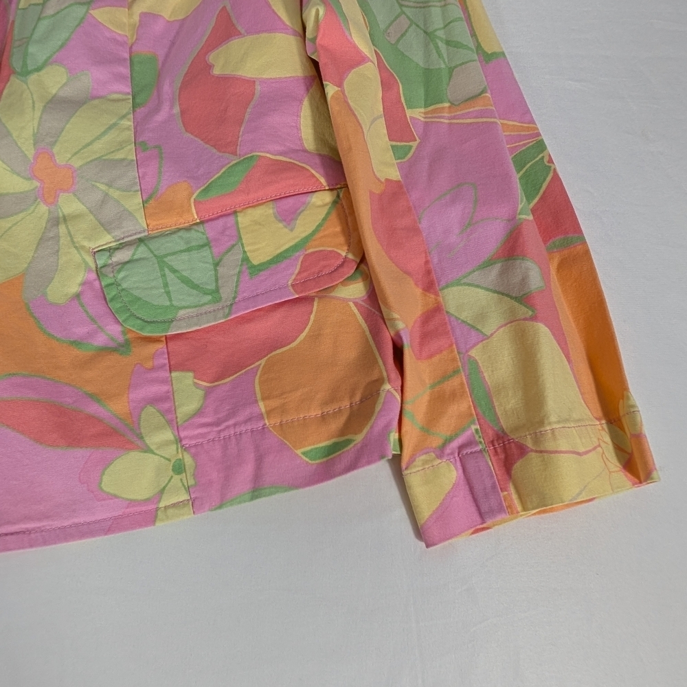NWT Sigrid Olsen Pink, Orange, Green Floral Cotton Pants Suit Petite Size 4- - Picture 9 of 16